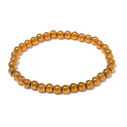 3/4/5/6 MM Stainless Steel Beads Daily Handmade Elastic Bracelet Bangle Waterproof Wrist Wholesale Gold Color Jewelry Men