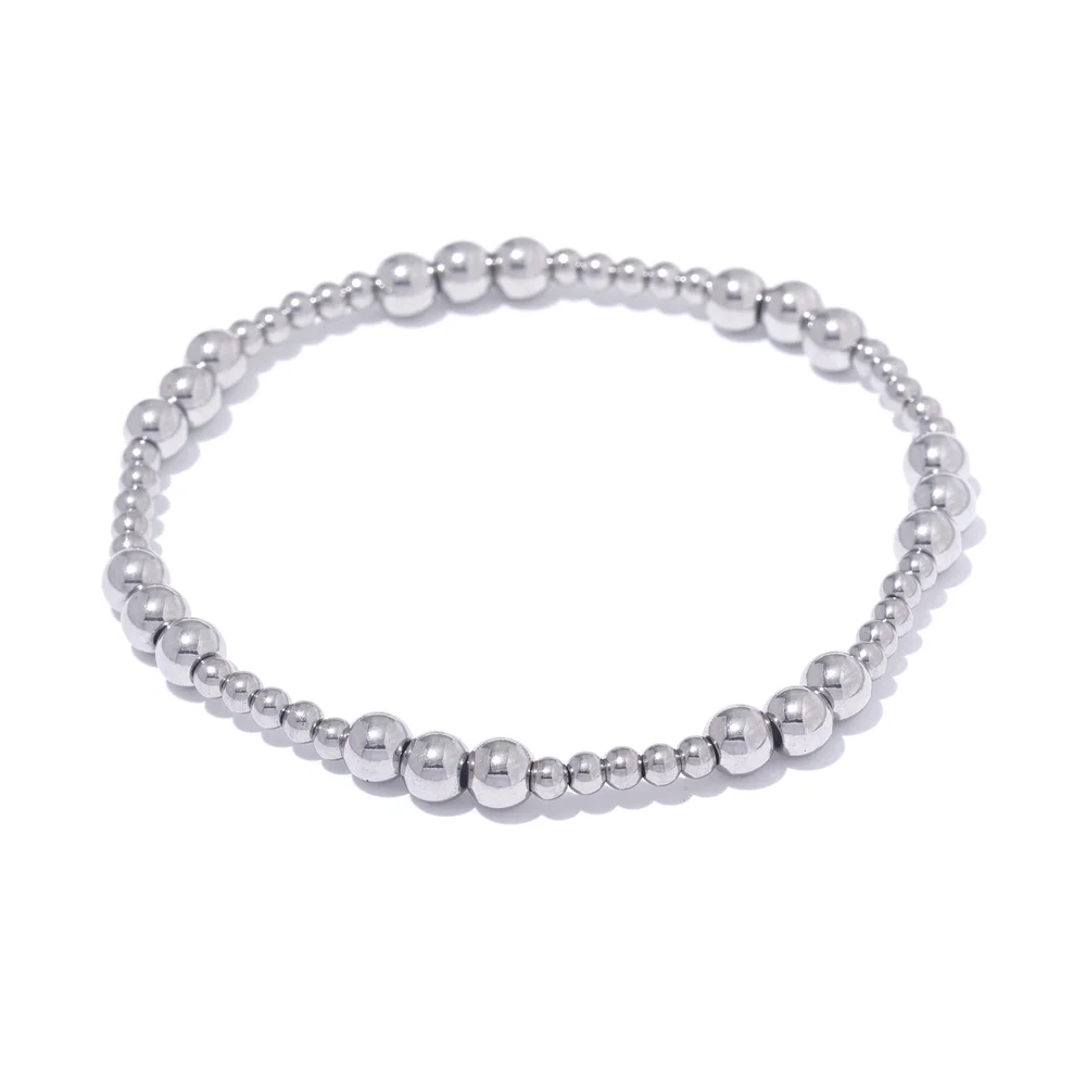 3/4/5/6 MM Stainless Steel Beads Daily Handmade Elastic Bracelet Bangle Waterproof Wrist Wholesale Gold Color Jewelry Men