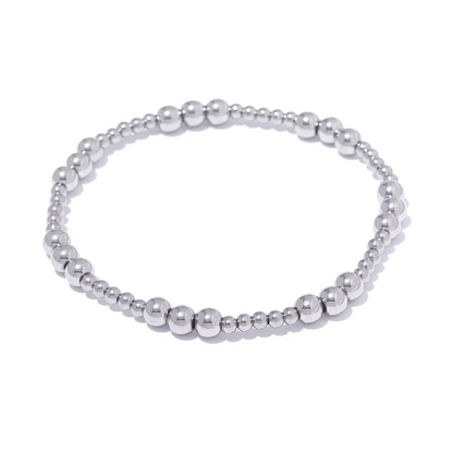3/4/5/6 MM Stainless Steel Beads Daily Handmade Elastic Bracelet Bangle Waterproof Wrist Wholesale Gold Color Jewelry Men