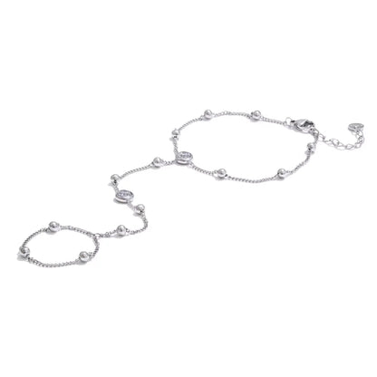 Trendy Stainless Steel Zircon Beads Back of Hand Chain Finger Bracelet Fashion Chic Sexy Jewelry Waterproof Wholesale Gift