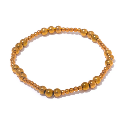 3/4/5/6 MM Stainless Steel Beads Daily Handmade Elastic Bracelet Bangle Waterproof Wrist Wholesale Gold Color Jewelry Men