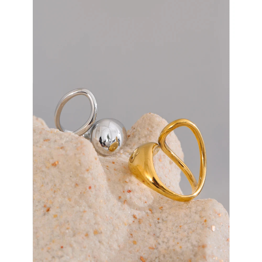 Creative 316L Stainless Steel Geometric Fashion Open Adjustable Ring 18K PVD Plated New Daily Chic High Quality Jewelry