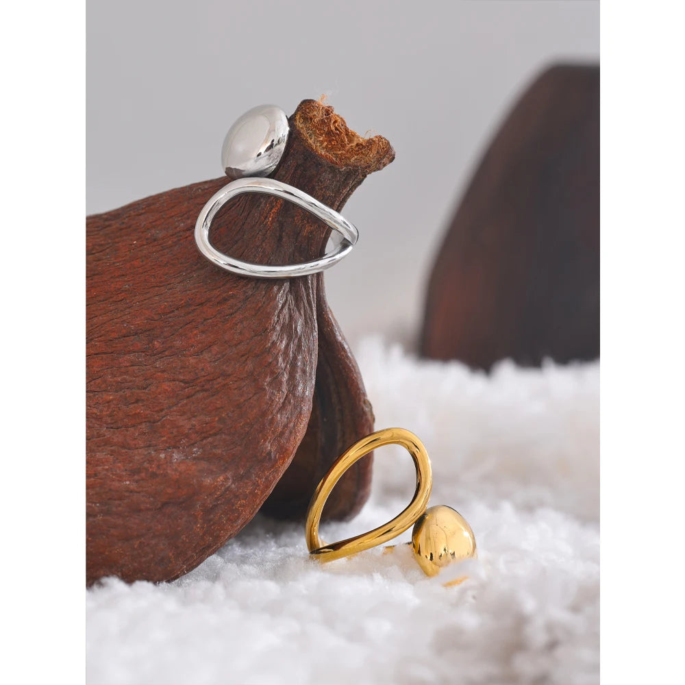 Creative 316L Stainless Steel Geometric Fashion Open Adjustable Ring 18K PVD Plated New Daily Chic High Quality Jewelry