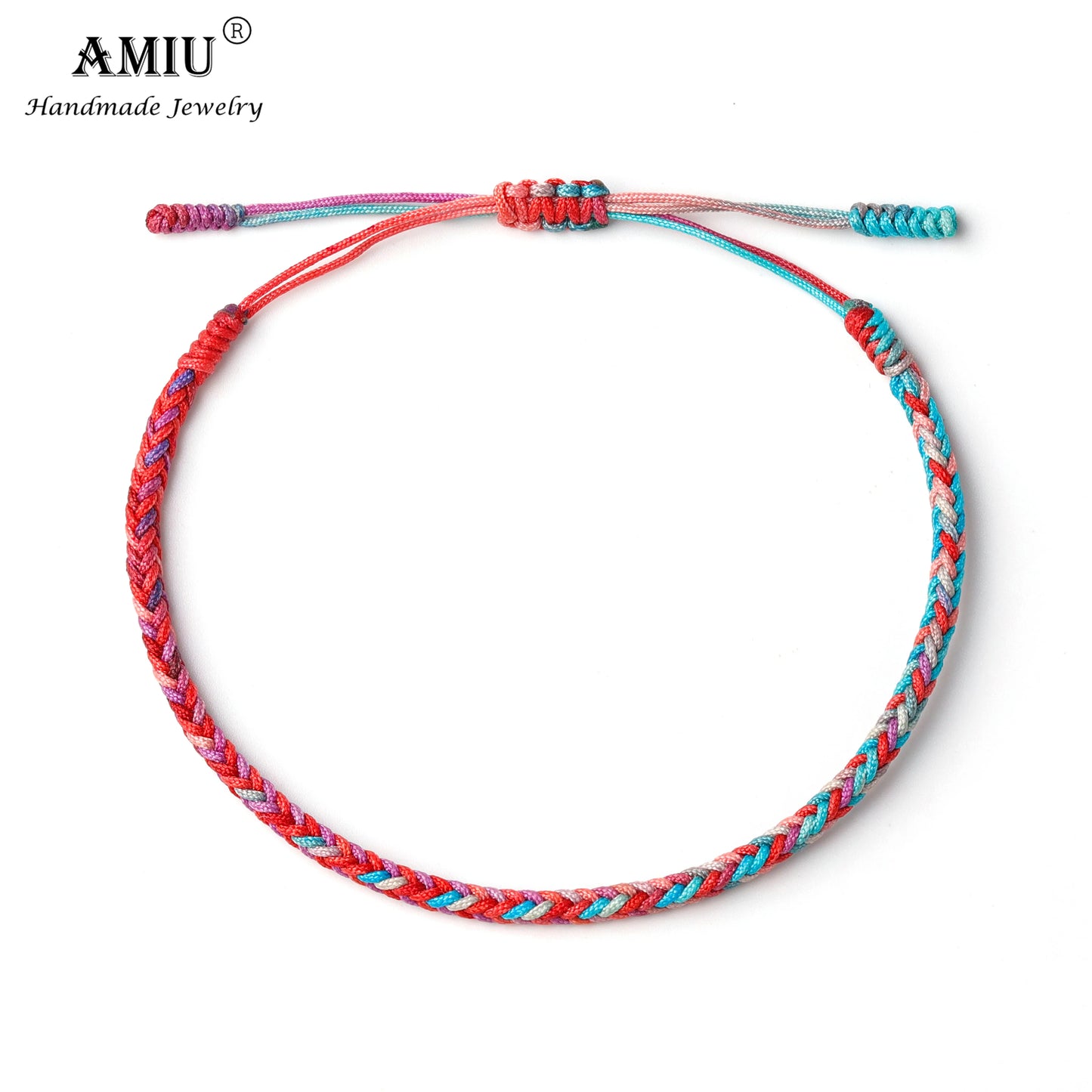 AMIU Gradient Colors Tibetan Handmade Buddhist Lucky Bracelets & Bangles As Gift Rope Knots Amulet Tibet Braided Bracelet