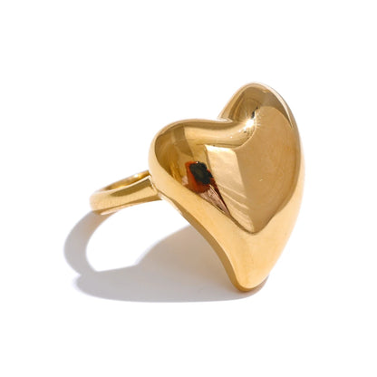6789# PVD Plated Handmade Polished Smooth Fashion Classic Heart High Quality Finger Ring Gift for Women Exquisite Jewelry