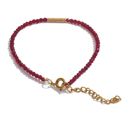 Ancora Ankela Red Crystal Thin Bracelet Popular Fashion Exquisite Bracelet Stainless Steel Beads Handmade Jewelry