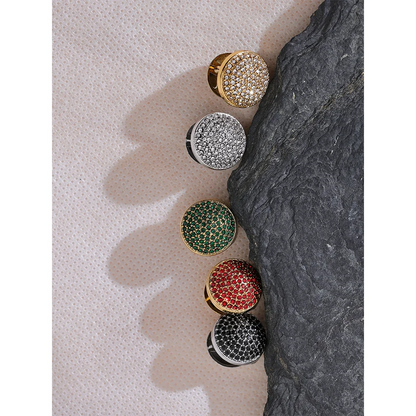 Luxury Bling Multi Color Cubic Zirconia Stainless Steel Round Hollow Hoop Earrings for Women Waterproof Fashion Jewelry