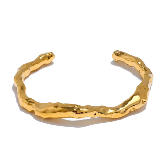 64mm Minimalist Stainless Steel Metal Hammer Cuff Wrist Bracelet Bangle High Quality Rust Proof Personalized Jewelry Gift