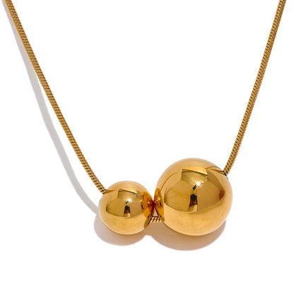 Stainless Steel Round Ball Beads Pendant Necklace Fashion Waterproof Metal Daily Gold Color Trendy Jewelry for Women Gift