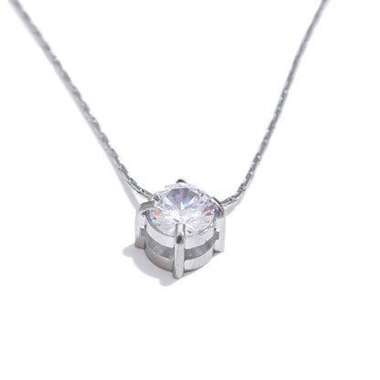 Korean Chic Stainless Steel Shiny Cubic Zirconia Cast Delicate Necklace Pendant for Women Daily Waterproof Basic Jewelry
