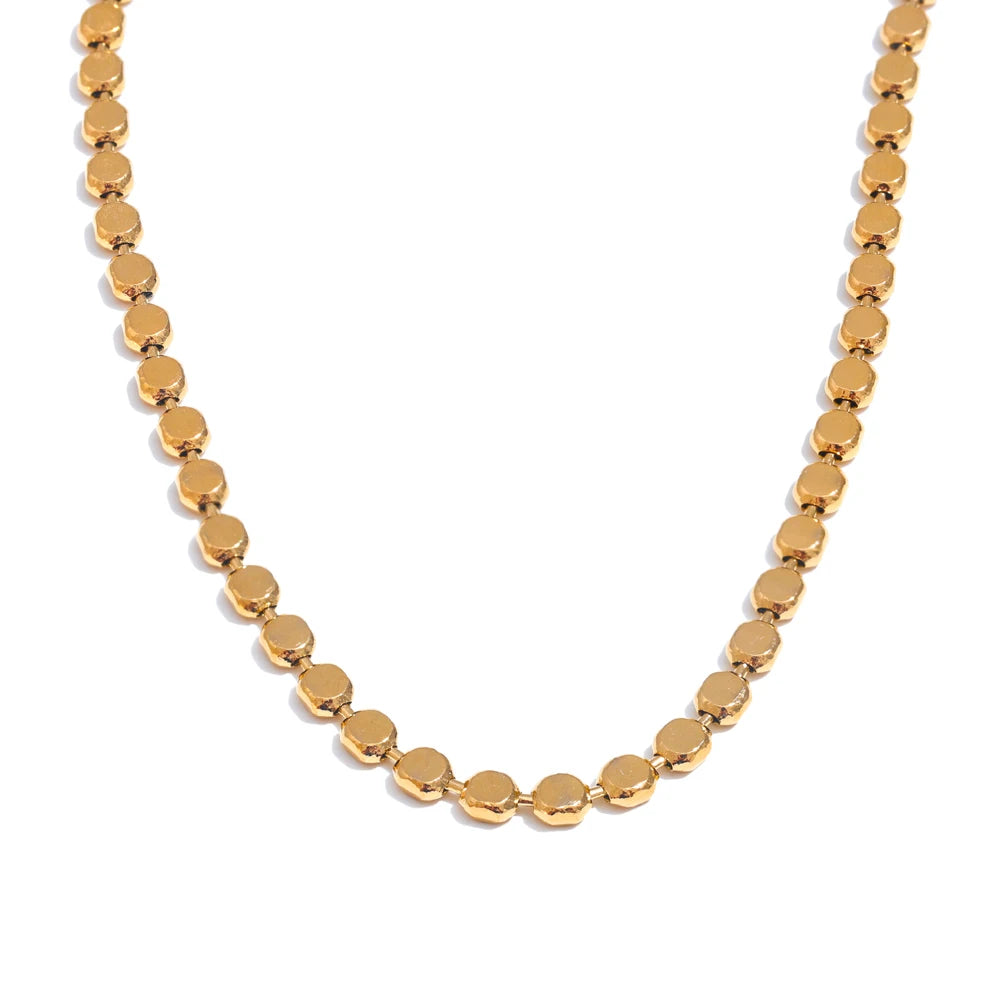 Exquisite Stainless Steel Bright Square Chain Collar Necklace New Style 18K Real Gold Plated Daily Fashion Jewelry