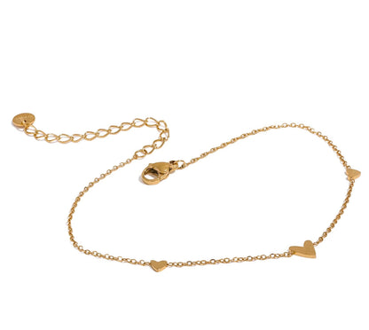 Rust Proof Stainless Steel Heart Chain Anklet Gold Silver Color 18K PVD Plated Summer Fashion Jewelry for Women