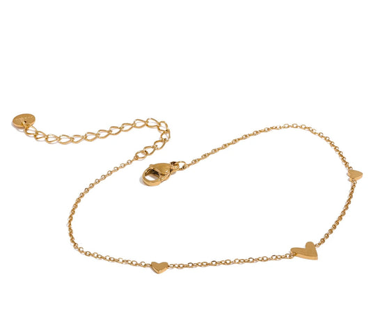 Rust Proof Stainless Steel Heart Chain Anklet Gold Silver Color 18K PVD Plated Summer Fashion Jewelry for Women
