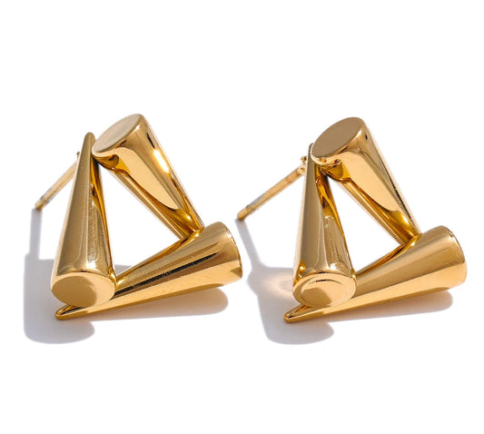 Stainless Steel Triangle Geometry Unusual Stud Earrings Rust Proof Metal 18K PVD Plated Trendy Daily Jewelry Bijoux