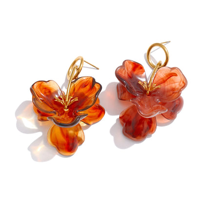 Arrivals White Resin Flower Dangle Earrings for Women Stainless Steel Summer Popular Jewelry Recommend 2025