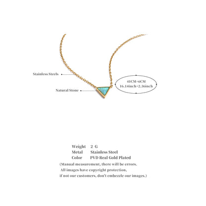 Exquisite Stainless Steel Natural Australia Opal Stone Triangle Pendant Necklace Small Chic Neck Jewelry Recommend Gift