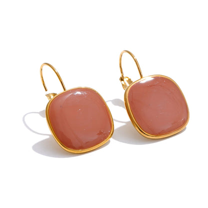 Joyful Candy Multicolor Enamel Square Hoop Earrings 18K Golden Plated Stainless Steel Spring Summer Jewelry Waterproof