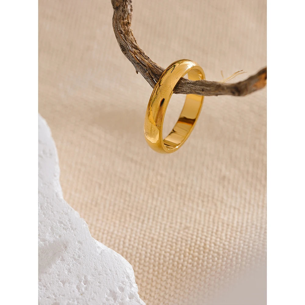 6789# Daily Classic Fashion Stainless Steel Smooth Glossy Ring 18k Gold Plated Hypoallergenic Jewelry High Quality Plated