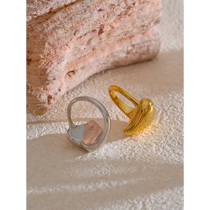 6789# PVD Plated Handmade Polished Smooth Fashion Classic Heart High Quality Finger Ring Gift for Women Exquisite Jewelry