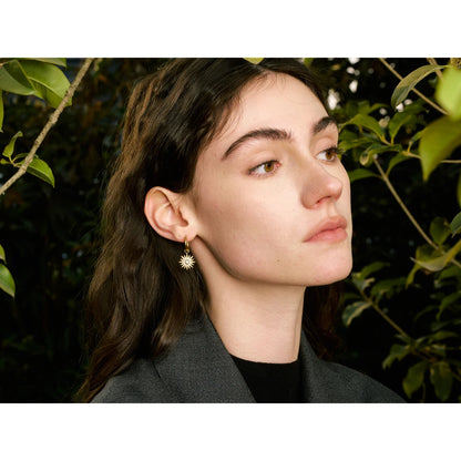 Exquisite Inlaid Zirconia Sun Drop Hoop Earrings for Women Stainless Steel Delicate Daily Jewelry Hypoallergenic