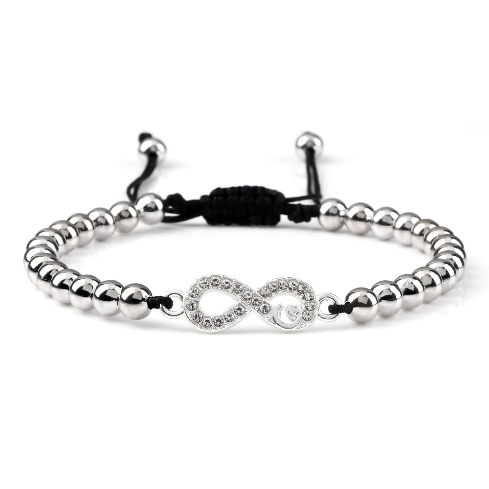 Charm Skull Head Copper Beads Bracelets Handmade Pave CZ Skeleton Crystal Adjustable Bracelet Punk Wrist Jewelry for Women Men