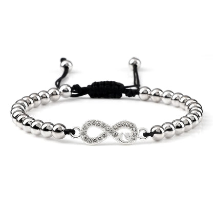 Charm Skull Head Copper Beads Bracelets Handmade Pave CZ Skeleton Crystal Adjustable Bracelet Punk Wrist Jewelry for Women Men