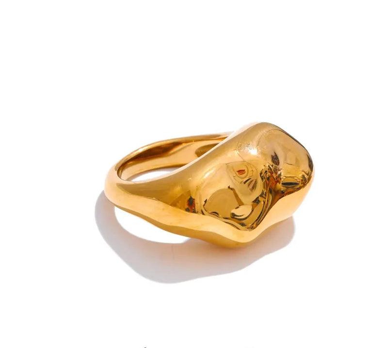 Statement Stainless Steel Metal PVD Plated Geometric Cast Finger Ring New Arrivals High Quality Texture Jewelry 2025 Gift