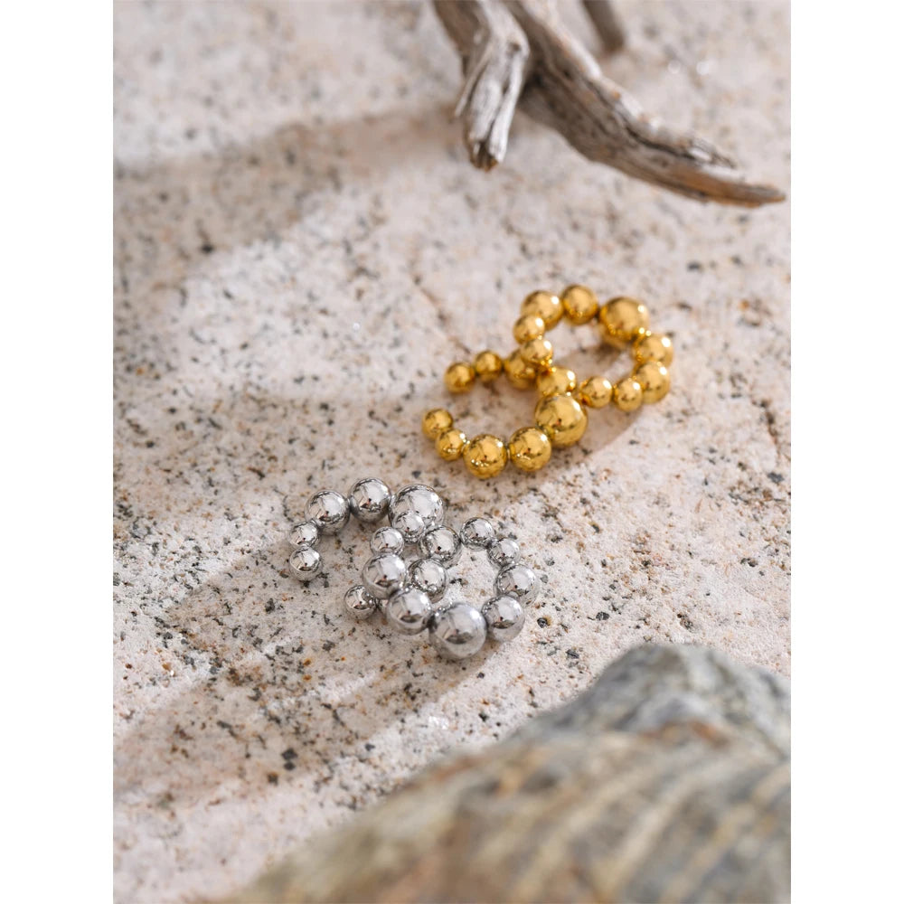 316L Stainless Steel Round Beads Ear Bone Earrings 16K PVD Plated Fashion Personalized Ear Clip Accessories 2025