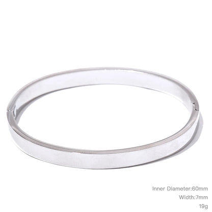 High Quality Stainless Steel Round Wide Bracelet Bangle Fashion Texture Gold Silver Color Waterproof Charm Jewelry Gift