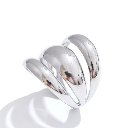 Arrivals Glossy Stainless Steel Layered Hollow Open Ring for Women Distinctive Geometric Attractive Jewelry