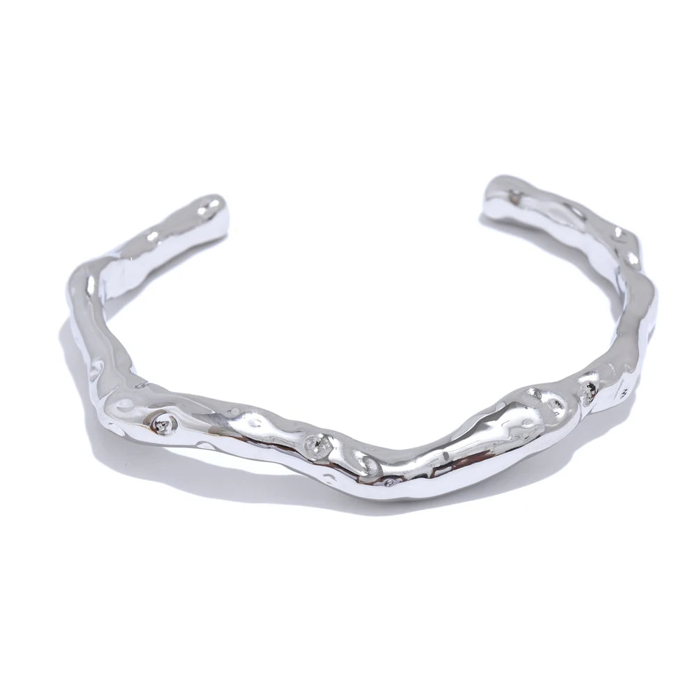 64mm Minimalist Stainless Steel Metal Hammer Cuff Wrist Bracelet Bangle High Quality Rust Proof Personalized Jewelry Gift
