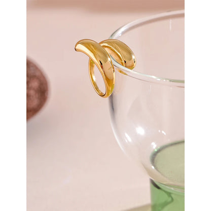 Chic Unique Stainless Steel Unusual Ring Water Resistant 18K PVD Plated Simple Sleek Metal Fashion Jewelry Bijoux Gift