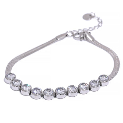 Stainless Steel Colorful White Cubic Zirconia Bracelet Bangle  Colorful Luxury Exquisite Jewelry бижутерия для женщин
