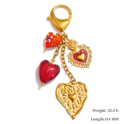 Hot Style Red Enamel Fruit Flower Strawberry Keychain Pendant Car Key Chains Jewelry Gift Decoration Accessories