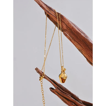 Personalized Solid Metal Vase Kettle Charm Necklace Pendant Waterproof Stainless Steel Collar Fashion Jewelry Women New