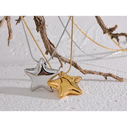 316l Stainless Steel Star Pendant Necklace Waterproof 18K PVD Plated Metal Fashion Jewelry Attractive Women Accessories