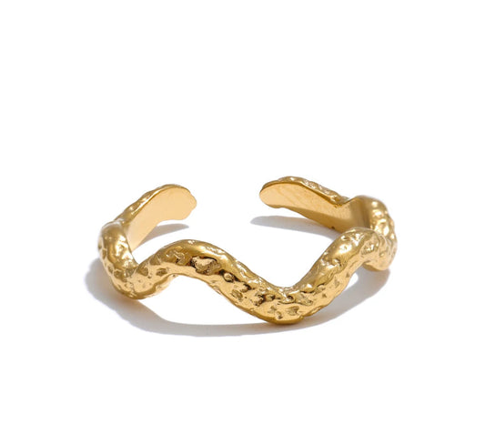Distinctive Stainless Steel Irregular Hammer Metal Geometric Adjustable Ring Wholesale Accessories Attractive Jewelry