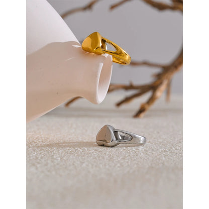6789# Stainless Steel Metal Heart High Quality Women Ring Gold Silver Color Charm Romantic Jewelry 18K PVD Plated