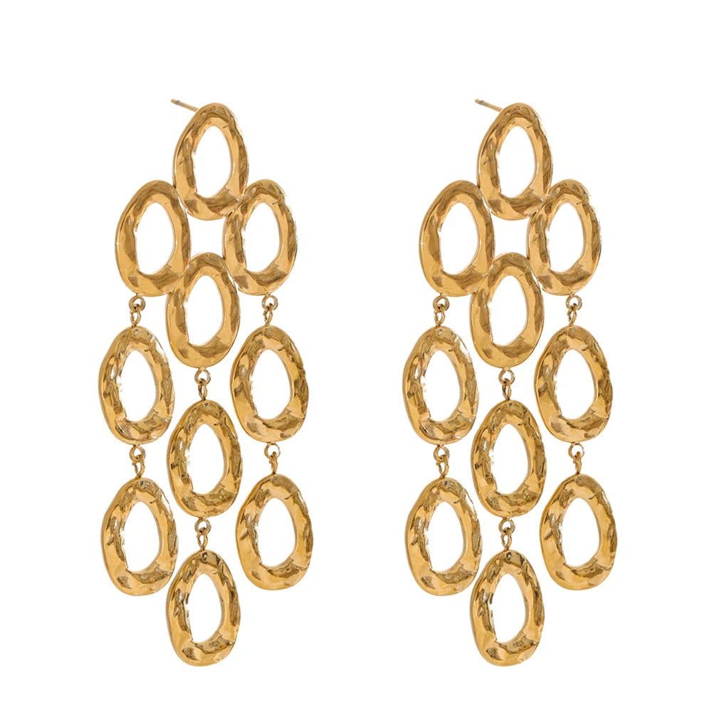Fashion Exclusive Style Stainless Steel Drop Dangle Statement Earrings PVD Waterproof Plated Personality Jewelry for Women
