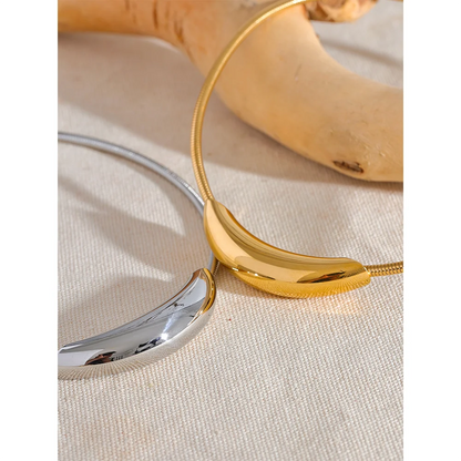 Waterproof Stainless Steel Popular Choker Light Necklace Women Statement Metal 18K Gold Plated Trendy Fashion Jewelry