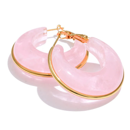 White Green Black Pink Brown Acetate Acrylic Chunky Hoop Earrings Daily Stainless Steel Trending Ear Jewelry Accessories