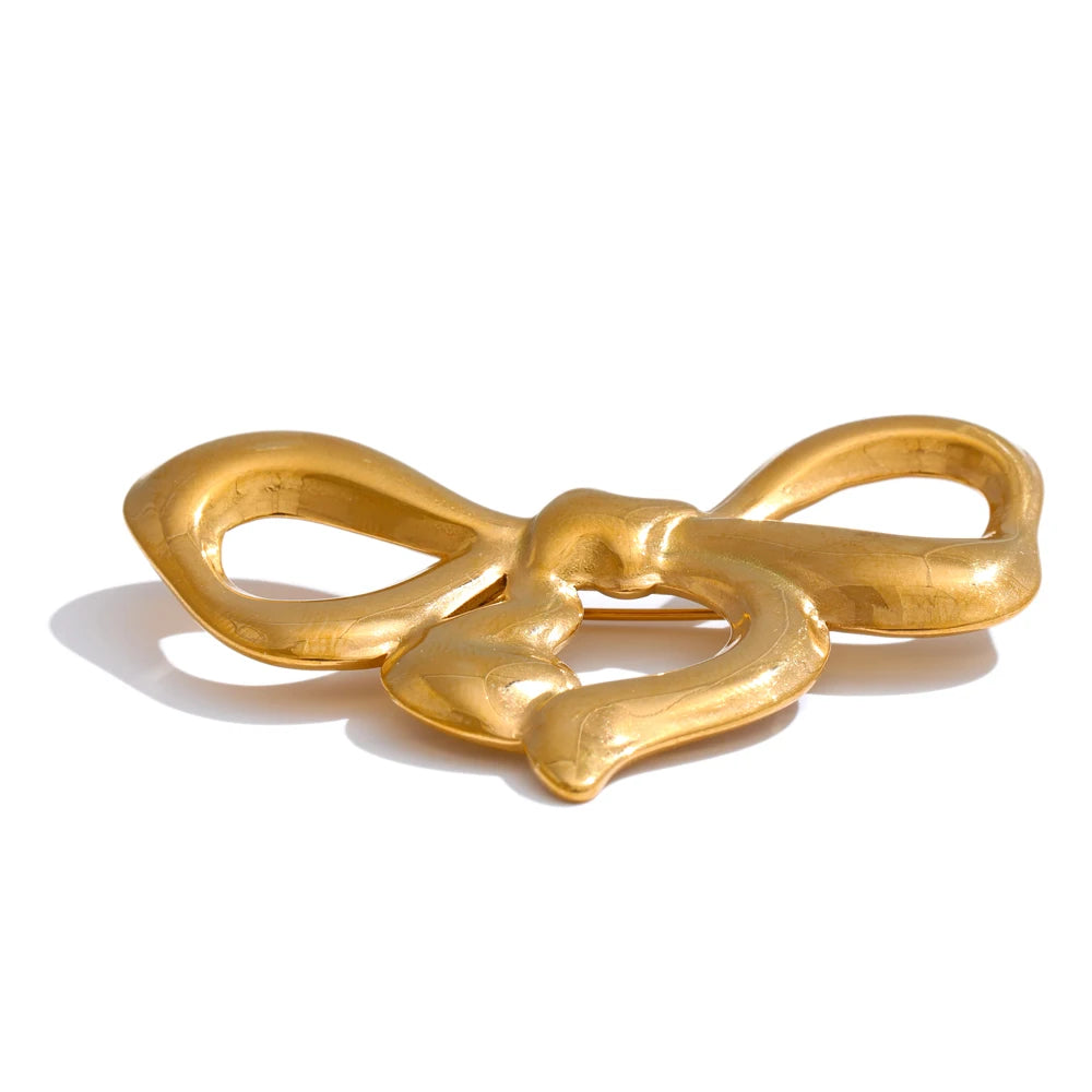 Stainless Steel Christmas Bow Knot Brooches Rust Proof Charm Unisex Jewelry for Women Men Wholesale Gift