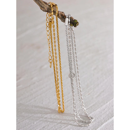 Classic Double Layer Exquisite Chain Stainless Steel Stylish Anklet Women Trendy Summer Charm Gold Silver Color Jewelry