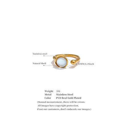 Fashion Stainless Steel Natural Shell Fritillary Geometric Ring 18K PVD Plated New Arrivals Jewelry Bagues Pour Femme Gift