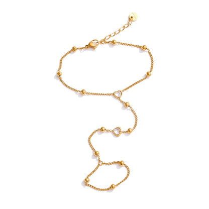 Trendy Stainless Steel Zircon Beads Back of Hand Chain Finger Bracelet Fashion Chic Sexy Jewelry Waterproof Wholesale Gift