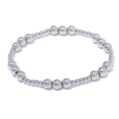 3/4/5/6 MM Stainless Steel Beads Daily Handmade Elastic Bracelet Bangle Waterproof Wrist Wholesale Gold Color Jewelry Men