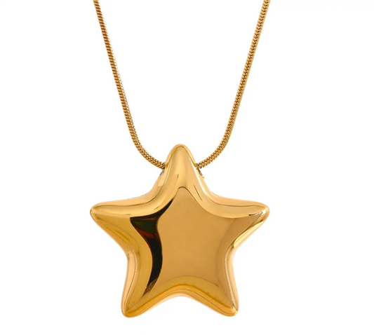 316l Stainless Steel Star Pendant Necklace Waterproof 18K PVD Plated Metal Fashion Jewelry Attractive Women Accessories