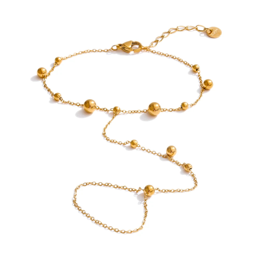 Trendy Stainless Steel Zircon Beads Back of Hand Chain Finger Bracelet Fashion Chic Sexy Jewelry Waterproof Wholesale Gift