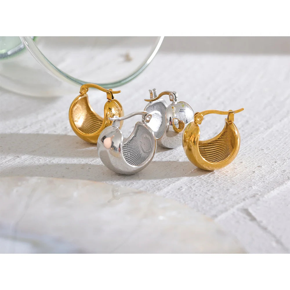 Charm Stainless Steel Chunky Geometric Unusual Earrings Personalized Metal Rust Proof 18K Gold Color Jewelry Bijoux Femme