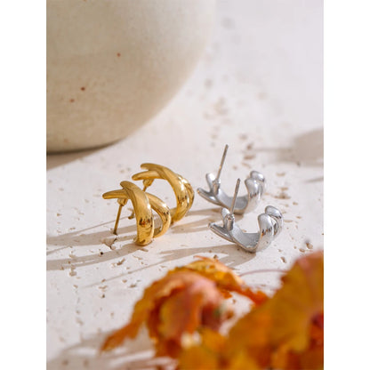 Minimalist Metal X-Shape Stud Earrings 18K PVD Plated Daily Stainless Steel Attractive Fashion Jewelry for Women